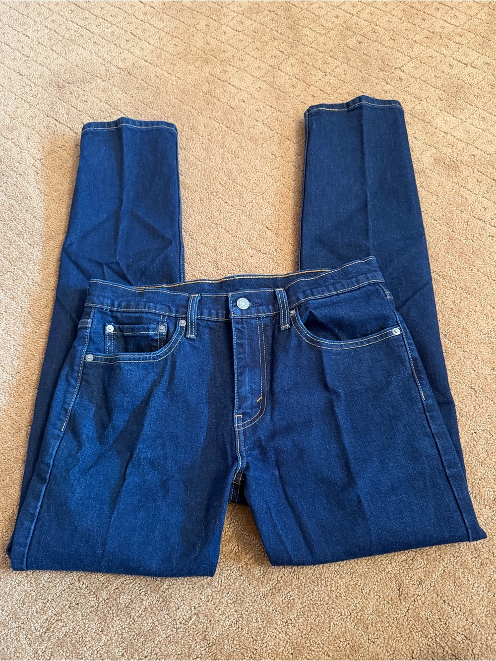 Levi's 502 Regular Taper Jeans Mens 32x34 Blue Dark Wash Stretch Denim